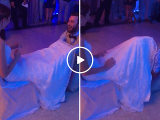 Bride pulls amazing prank on groom during garter toss (Video)