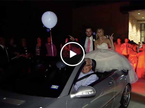 Car crashes with bride and groom at wedding