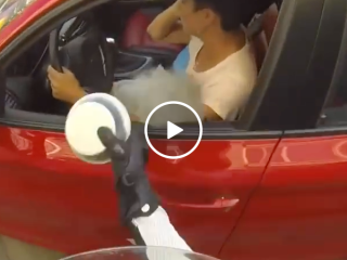 This girl on motorcycle is a litterbugs worst nightmare (Video)