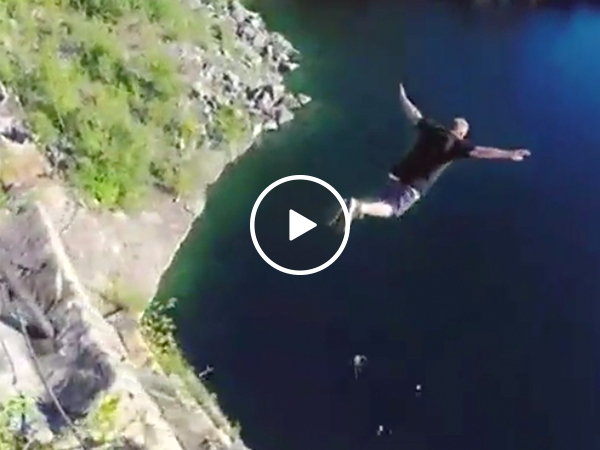 Darwin award nominee Swan Dives off 91-foot cliff (Video)