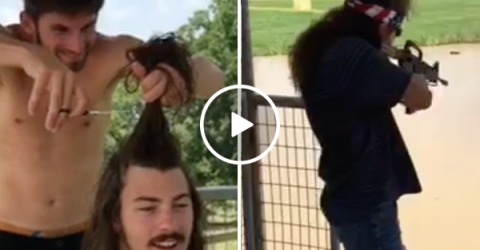 Mullet hair cut turns guy into total badass (Video)