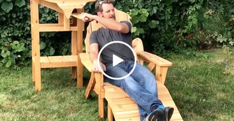 Guy builds epic beer chair