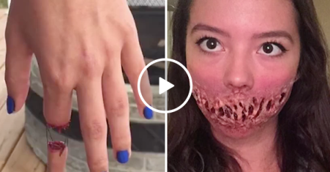 Cute girl has some impressive special effects makeup skills (Video)