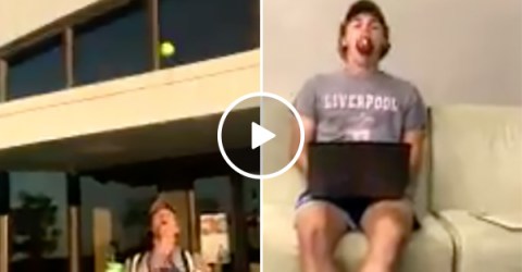 Guy Catches Apples With His Mouth
