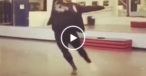 Large dancer shows off some serious skills