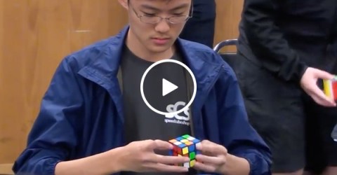 Kid Sets Rubik's Cube World Record