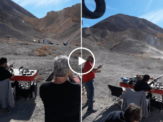 Guys shoot explosives and damage truck (Video)