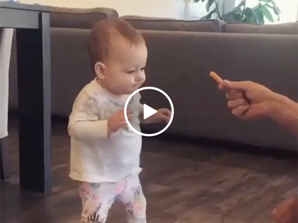 Baby Gets Motivated to Walk By French Fry