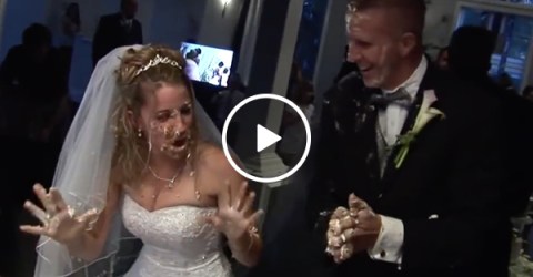Groom Puts Cake in Bride's Face and Gets Her Bloodied