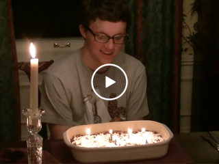 Birthday boy gets singed by candles due to powdered sugar (Video)