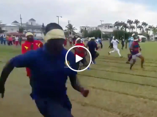 Blindfold race goes as expected (Video)