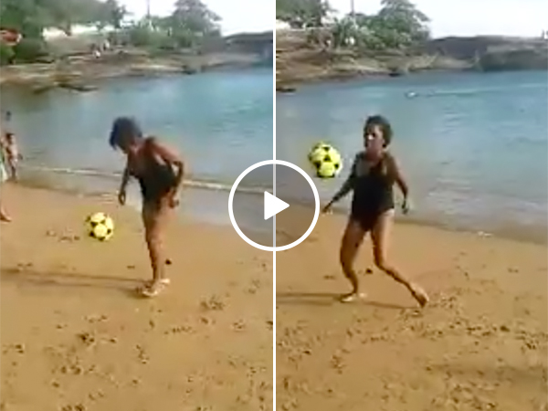 Grandma Juggles Soccer Ball on the Beach, Is Next Ronaldo