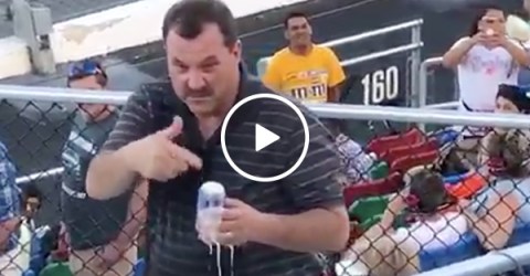 NASCAR Dad Waterfalls a Beer Like Stone Cold Steve Austin