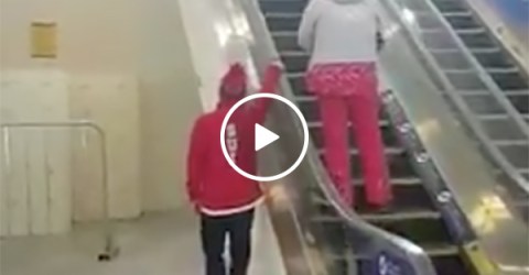 A Guy At the Olympics Finds A Better Way to Use an Escalator
