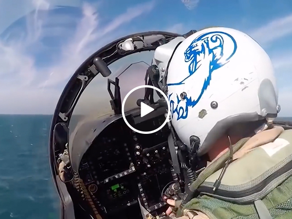 Cockpit view of a jet taking off from USS Theodore Roosevelt (Video)