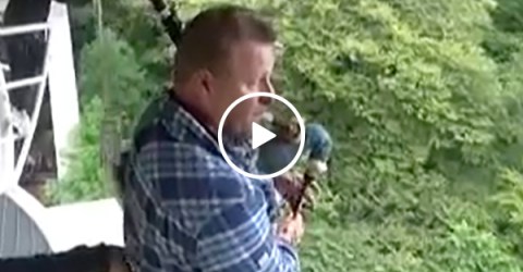 Scottish Man Goes Bungee Jumping While Playing the Bagpipes