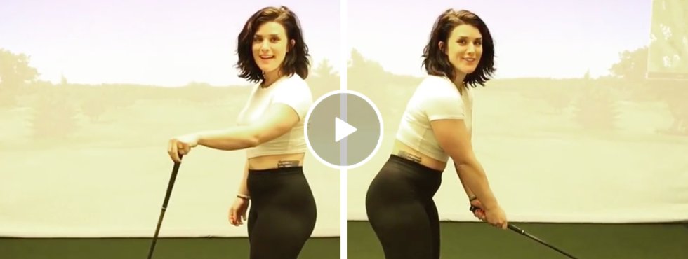 Hot Golf Babe Give Tutorial On How To Hit A Golf Ball with a Driver