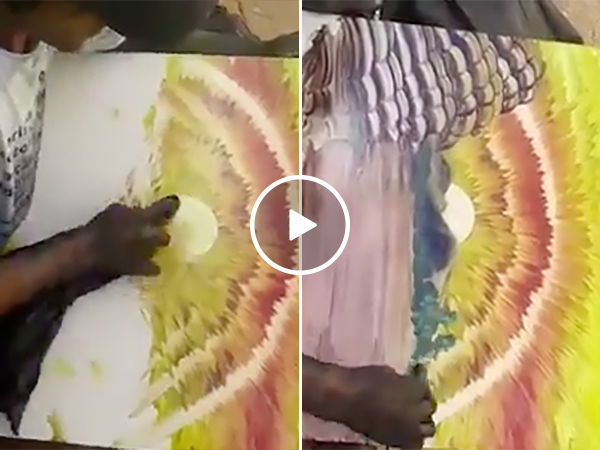 A Guy Does An Amazing Art Painting on the Side of the Road