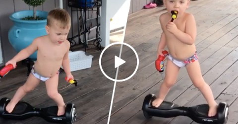 Toddler has some impressive hover board moves (Video)