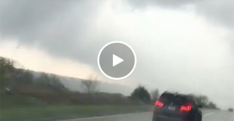 A couple drove through a tornado and it was very scary