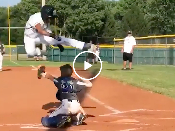 Little League Baseball Player Jumps Over Catcher Like Mike Trout