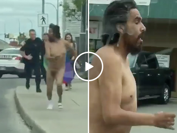 Naked man runs from the cops in hilarious video