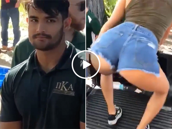 Sister twerks at a crowded tailgate, her brother seems slightly less than pleased (Video)