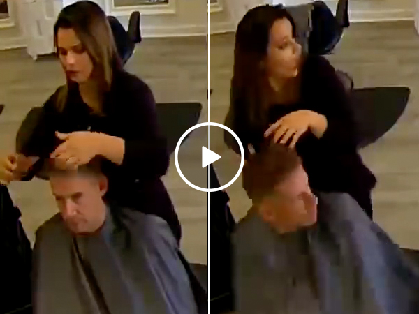 A casual haircut turned into a wild surprise by unexpected visitor (Video)