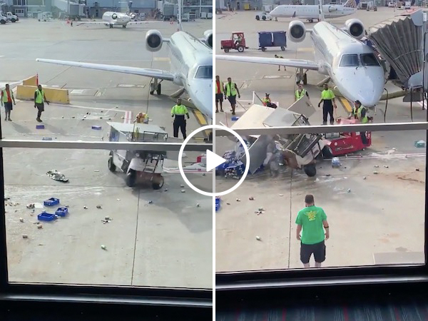 It's a runaway beverage cart rodeo at the airport today (Video)