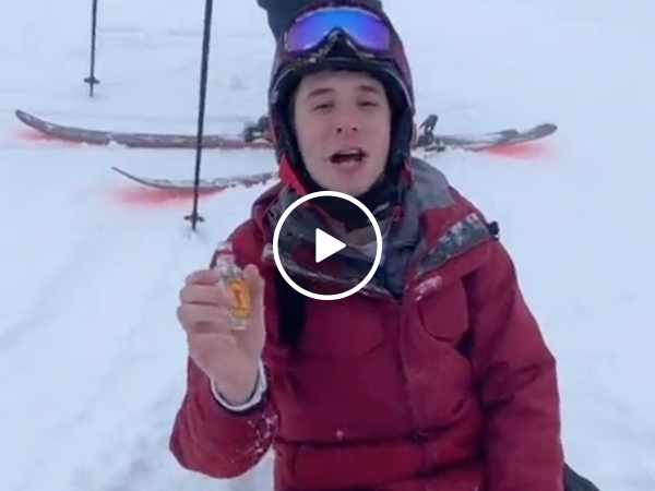 Buddy tries to snowboard after 12 shots of fireball